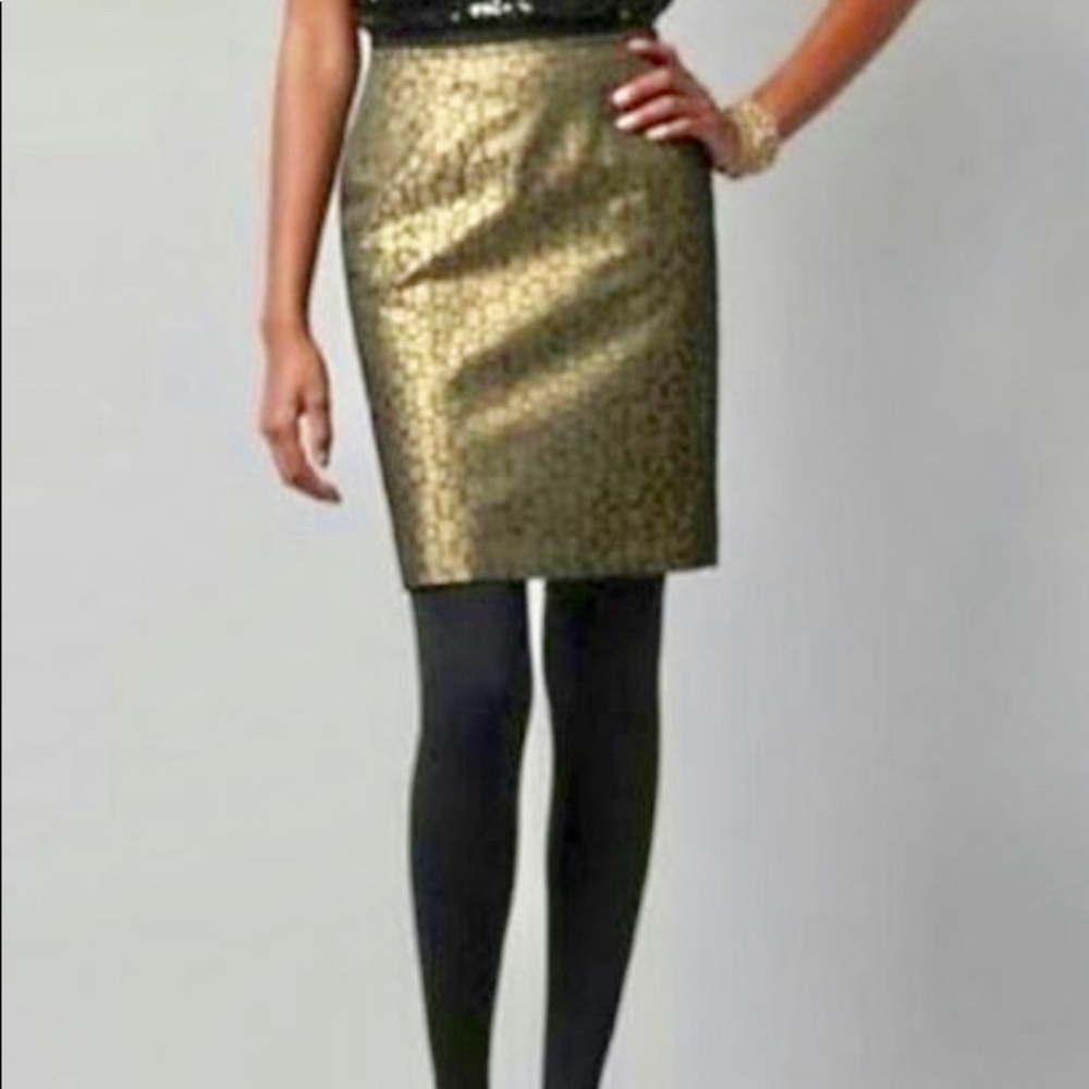 Ann Taylor Loft petites Metallic Gold Black Skirt